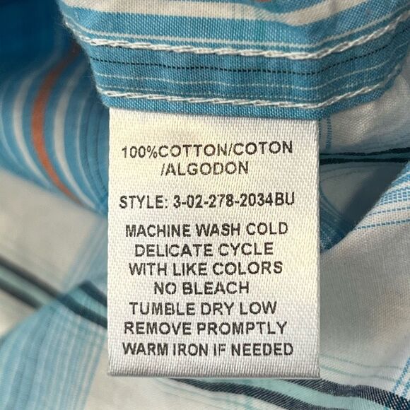 Roper Wear The West Men's Plaid Collared Pockets Button-Up Shirt Blue Size XL - Picture 11 of 12